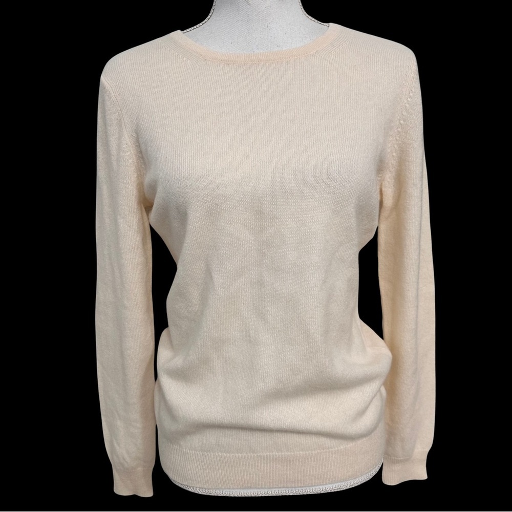 Charter Club Luxury Cream Pullover Crewneck Sweater SZ Small Quiet Luxury EUC